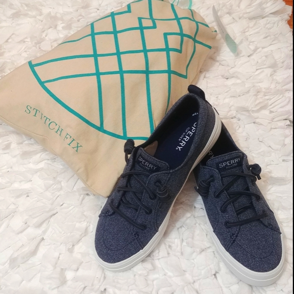 Sperry Crest Vibe Sparkel Chambray Lace up Sneaker